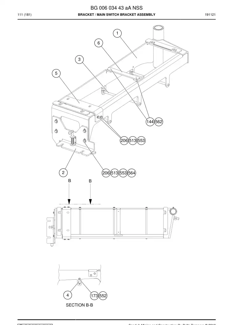 BG00603443a BG 006 034 43a Bracket - Sandvik Technical Drawing