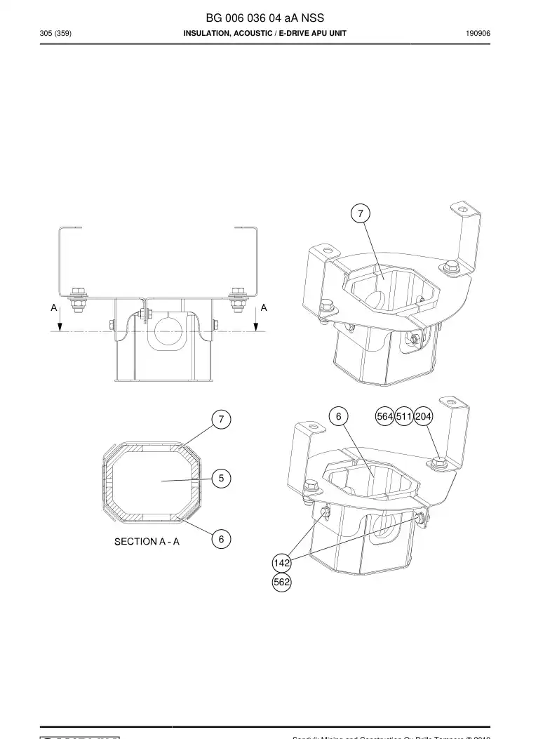 BG00603604a BG 006 036 04a Insulation, Acoustic - Sandvik Technical Drawing