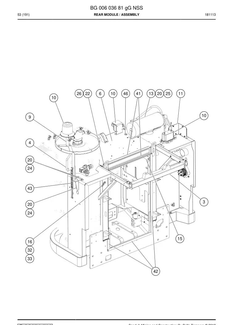 BG00603681g BG 006 036 81g Rear Module - Sandvik Technical Drawing