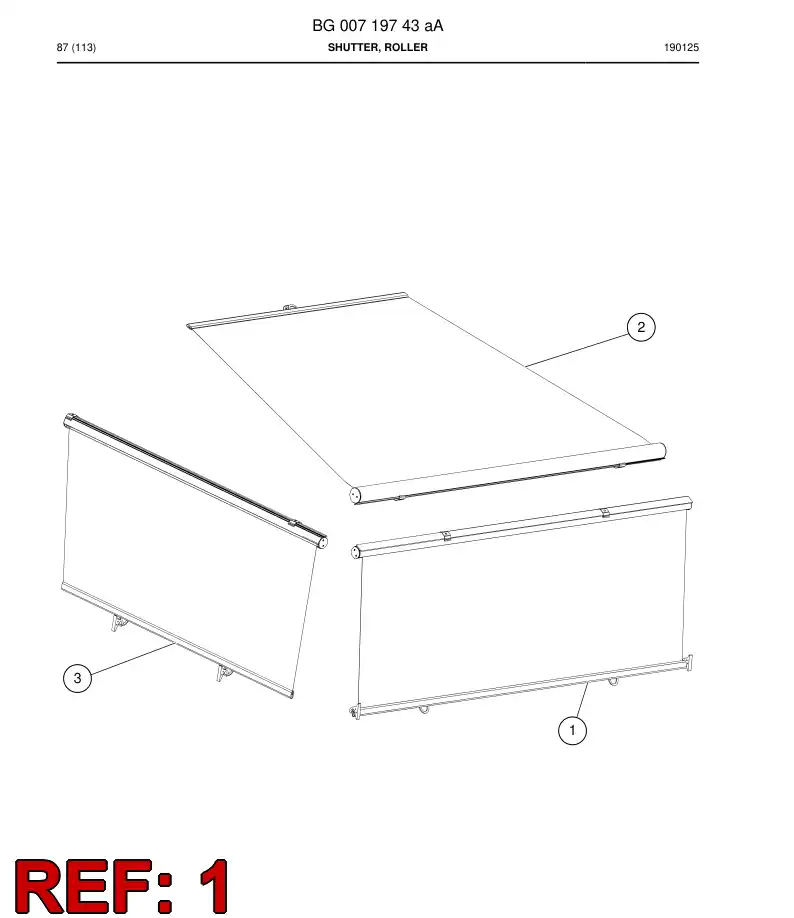 BG00604236a BG 006 042 36a Shutter, Roller - Sandvik Technical Drawing