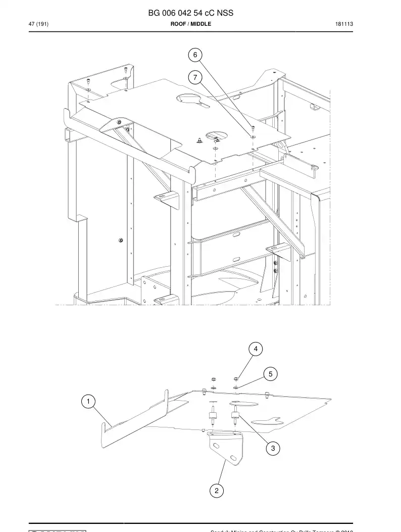 BG00604254c BG 006 042 54c Roof - Sandvik Technical Drawing