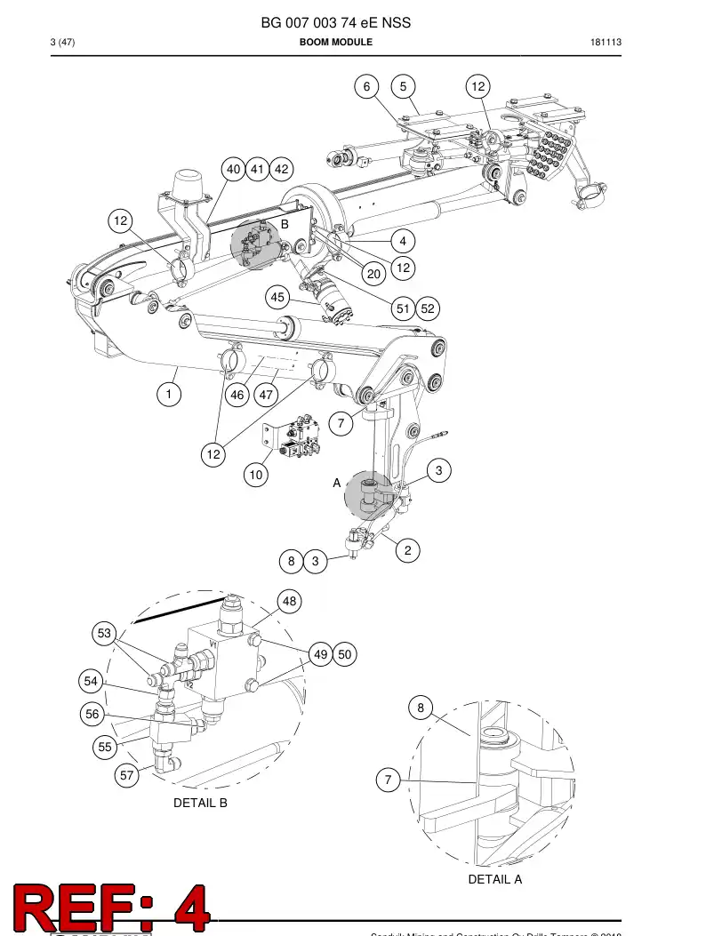 BG00604298a BG 006 042 98a Bracket, Hose - Sandvik Technical Drawing