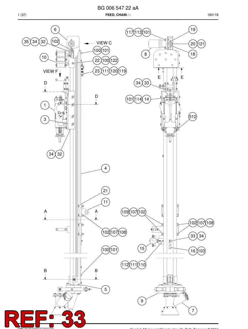 BG00604429a BG 006 044 29a Chain - Sandvik Technical Drawing