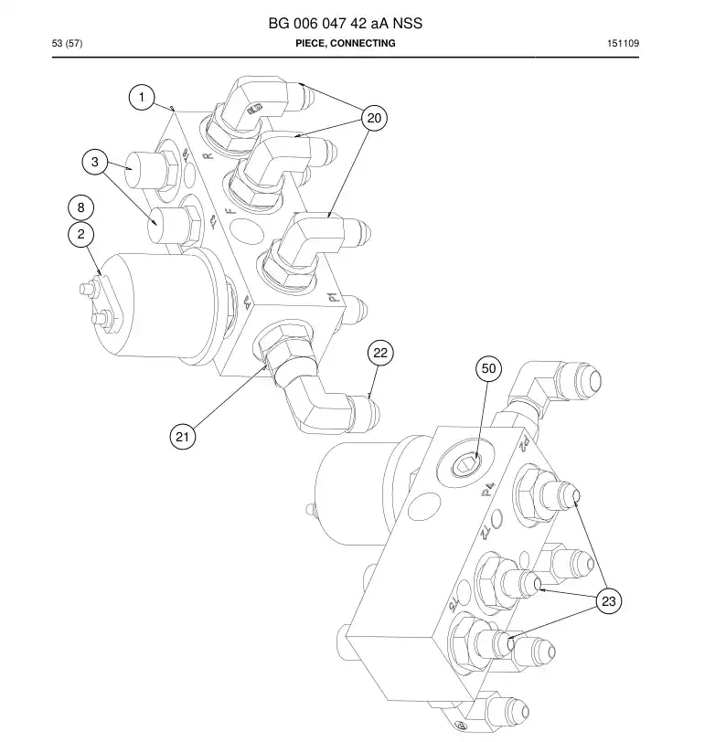 BG00604742b BG 006 047 42b Piece, Connecting - Sandvik Technical Drawing