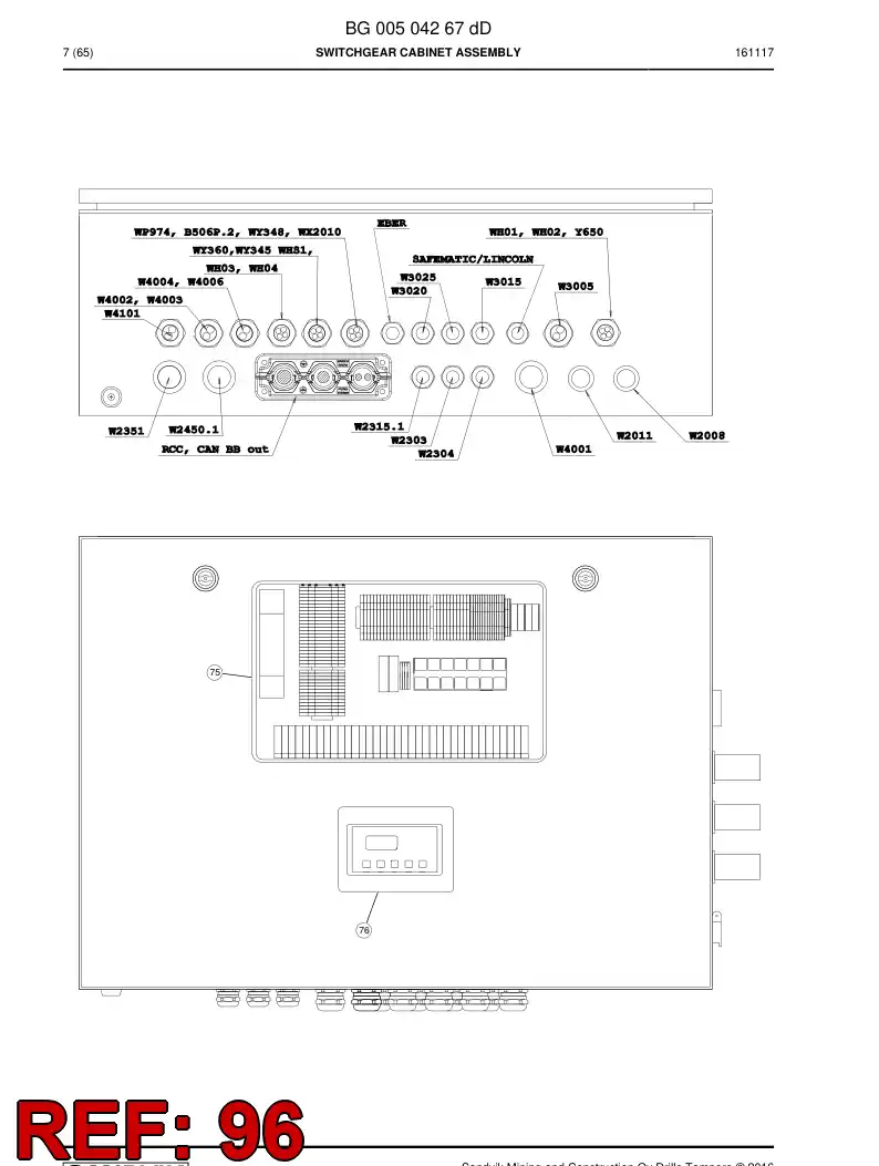 BG00605183a BG 006 051 83a Cable Assembly - Sandvik Technical Drawing