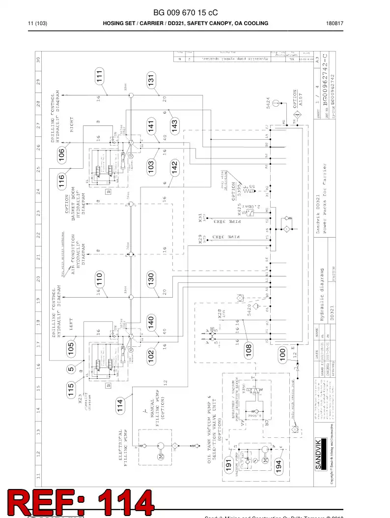 BG00605291a BG 006 052 91a Hose Assembly, Hydraulic - Sandvik Technical Drawing