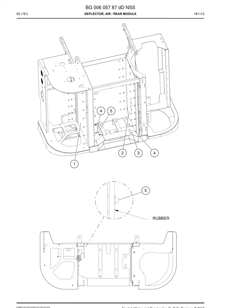 BG00605787d BG 006 057 87d Deflector, Air - Sandvik Technical Drawing