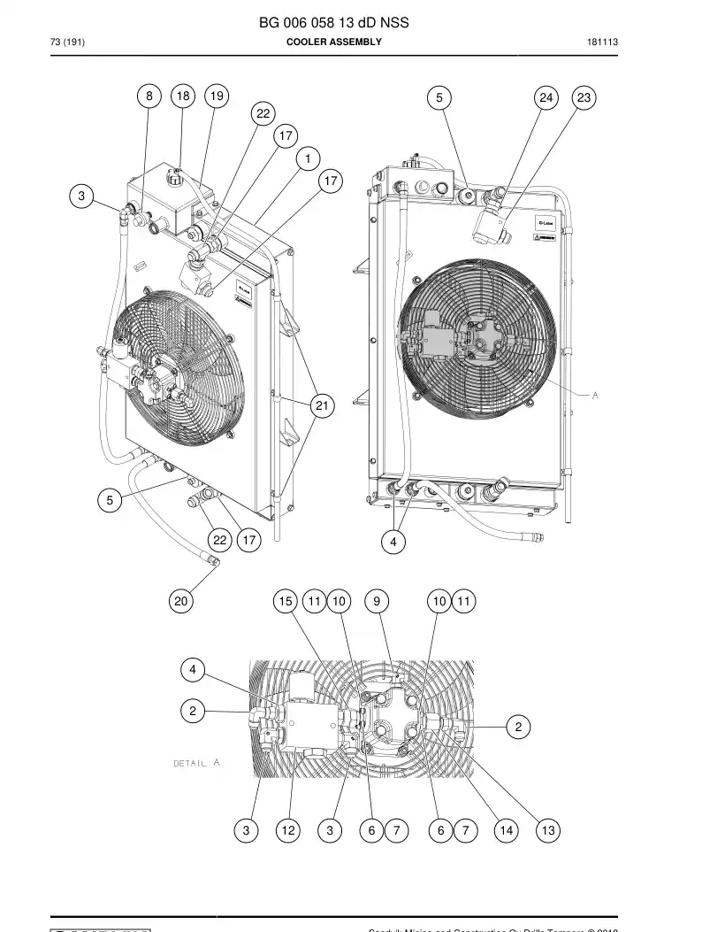 BG00605813d BG 006 058 13d Cooler Assembly - Sandvik Technical Drawing