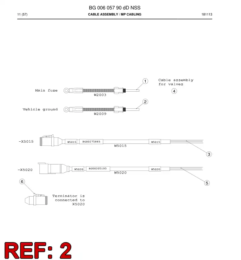 BG00605818b BG 006 058 18b Cable Assembly - Sandvik Technical Drawing