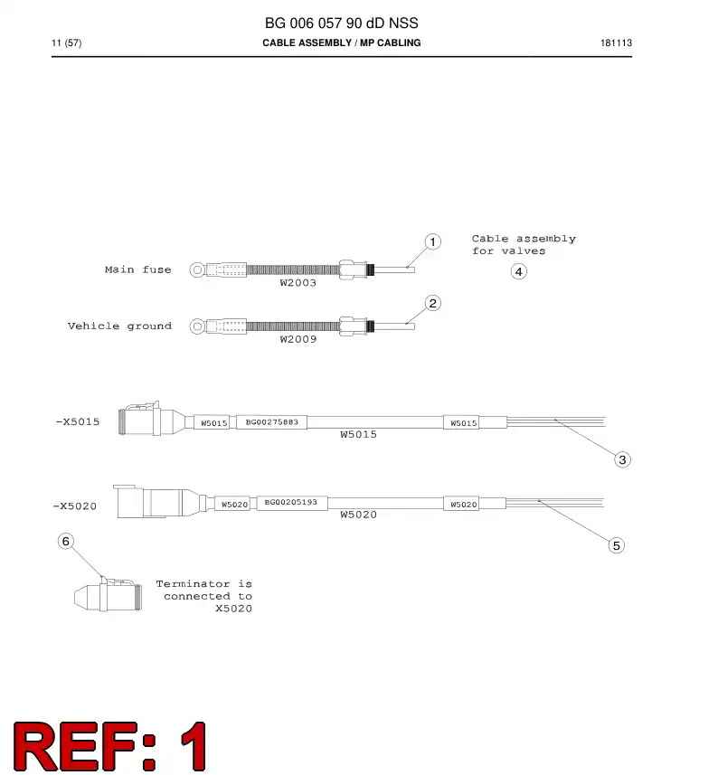 BG00605938b BG 006 059 38b Cable Assembly - Sandvik Technical Drawing