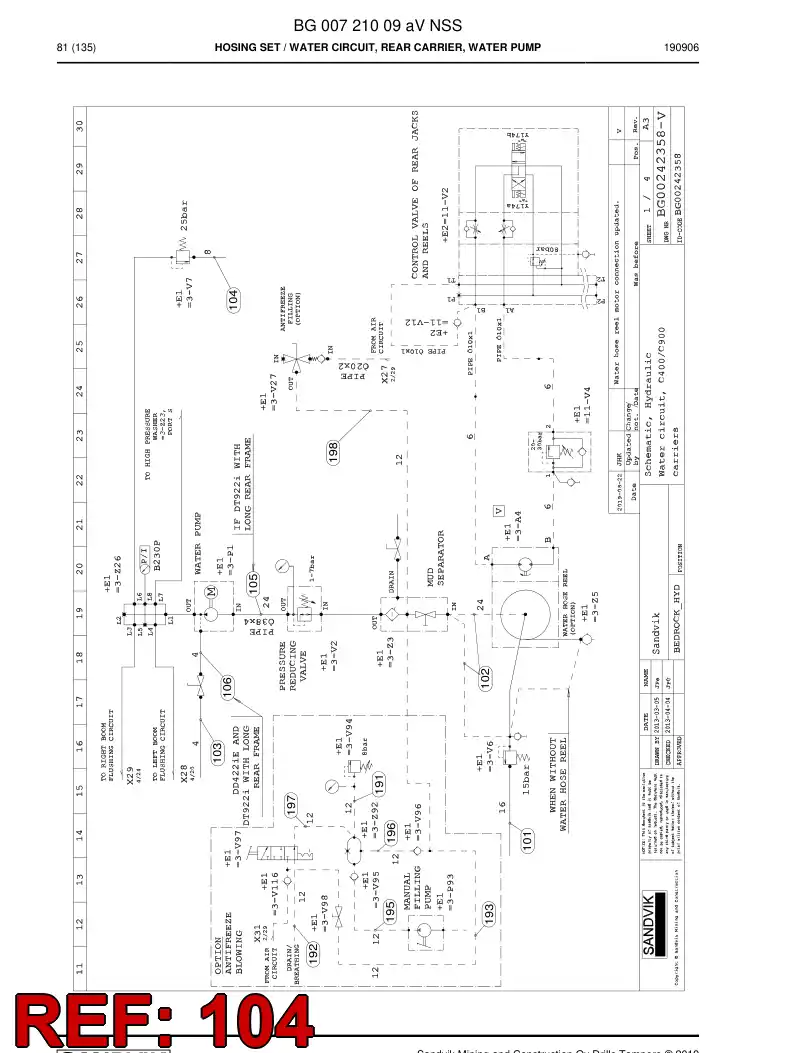 BG00605950a BG 006 059 50a Hose Assembly, Hydraulic - Sandvik Technical Drawing