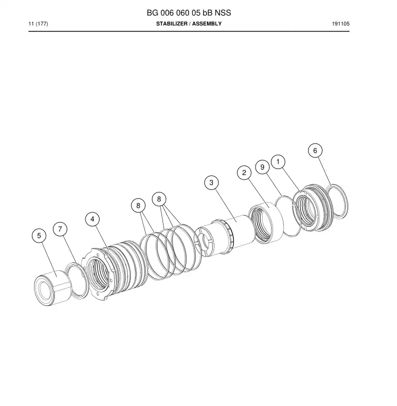 BG00606005b BG 006 060 05b Stabilizer - Sandvik Technical Drawing