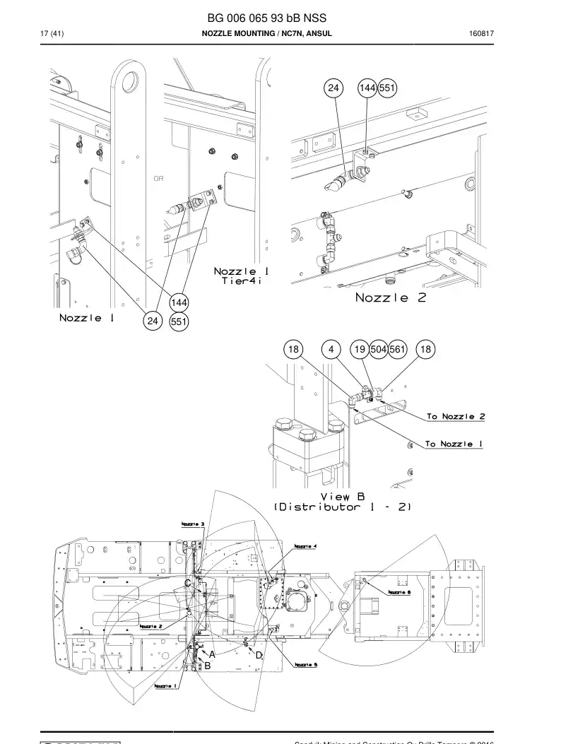 BG00606593b BG 006 065 93b Nozzle mounting - Sandvik Technical Drawing