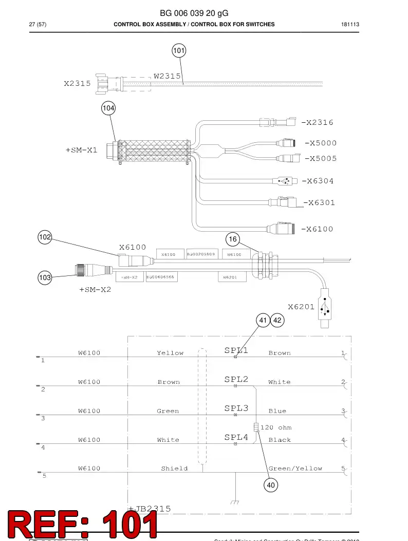 BG00606668b BG 006 066 68b Cable Assembly - Sandvik Technical Drawing