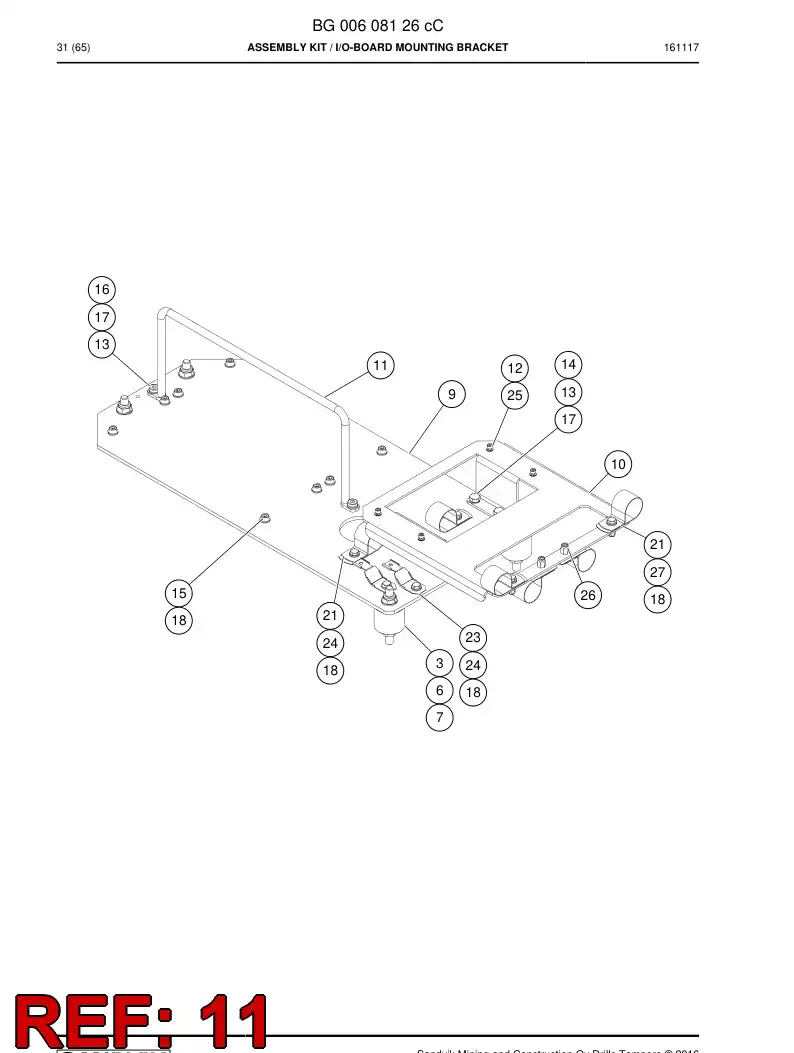 BG00607265a BG 006 072 65a Bracket, Mounting - Sandvik Technical Drawing