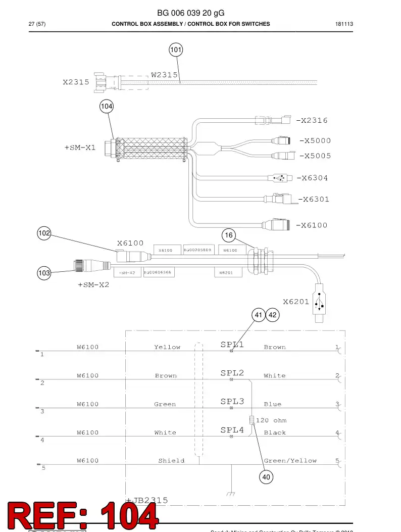BG00607336b BG 006 073 36b Wiring Harness Assembly - Sandvik Technical Drawing