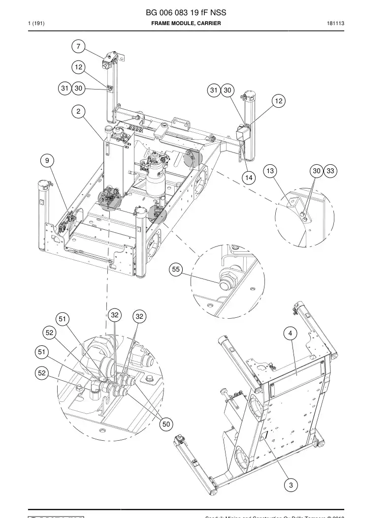 BG00608319f BG 006 083 19f Frame Module, Carrier - Sandvik Technical Drawing