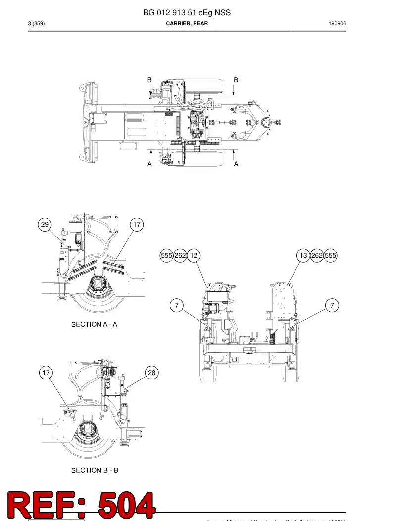 BG00610850b BG 006 108 50b Cable Set - Sandvik Technical Drawing