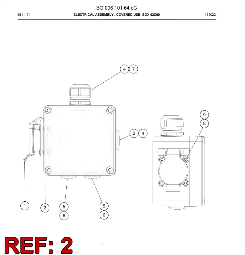 BG00610954a BG 006 109 54a Enclosure, Plastic - Sandvik Technical Drawing