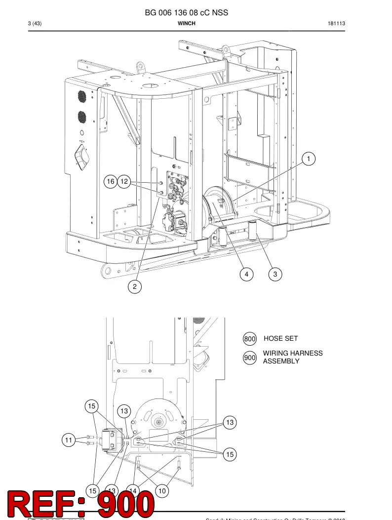 BG00610976b BG 006 109 76b Wiring Harness Assembly - Sandvik Technical Drawing