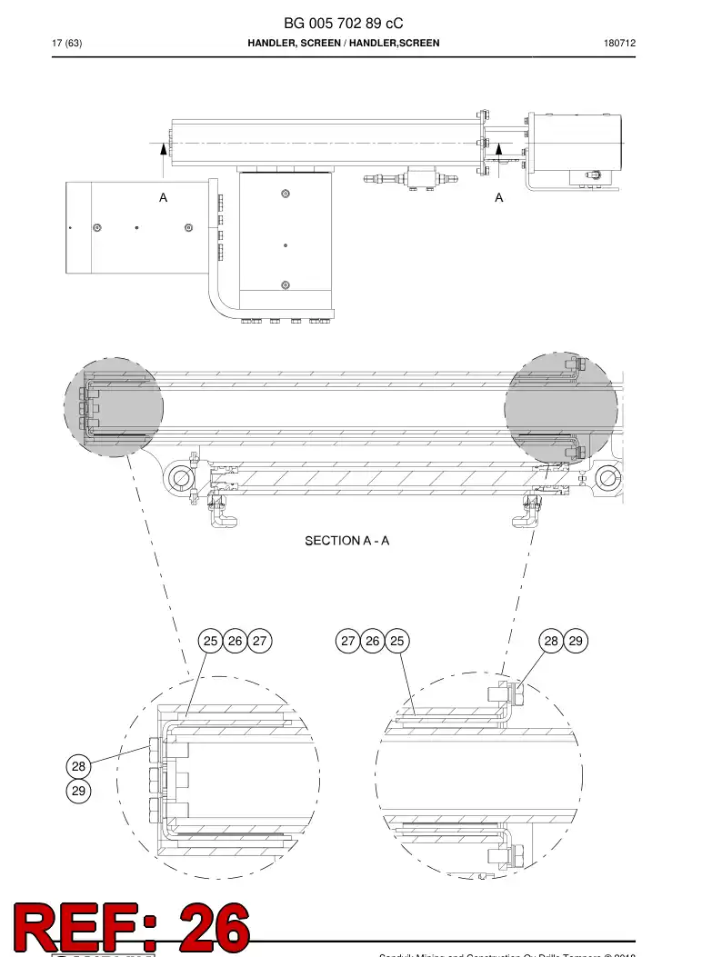 BG00611571a BG 006 115 71a Slipper Pad - Sandvik Technical Drawing
