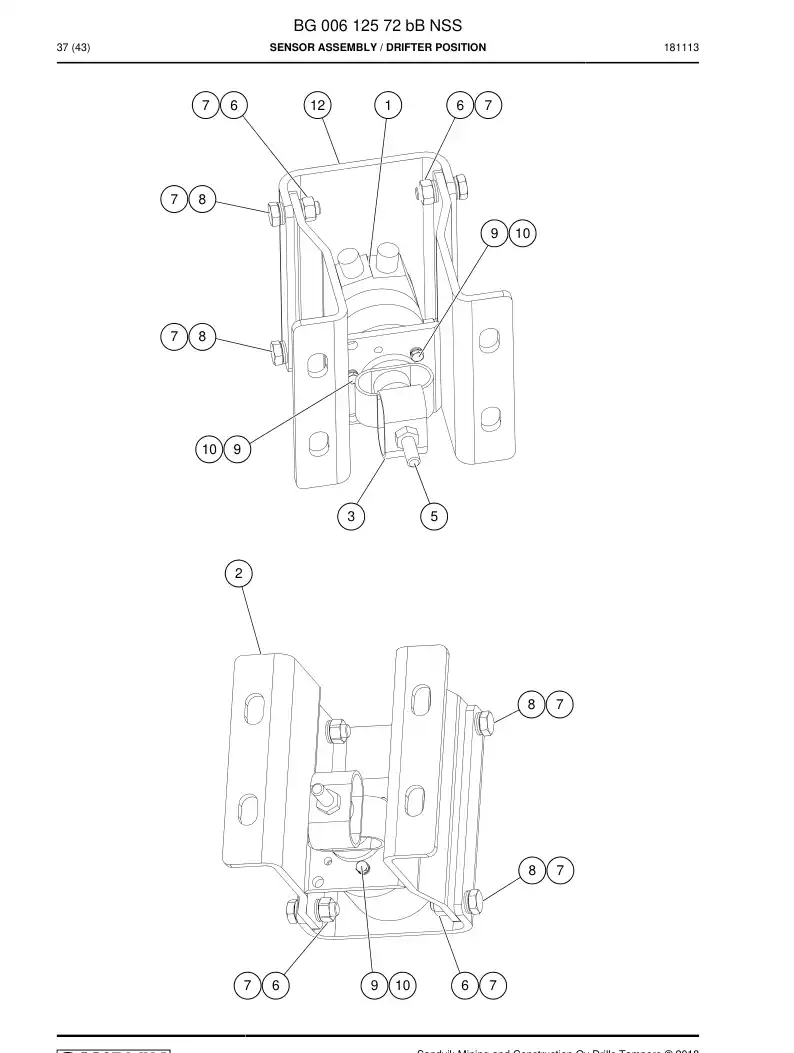 BG00612572b BG 006 125 72b Sensor Assembly - Sandvik Technical Drawing