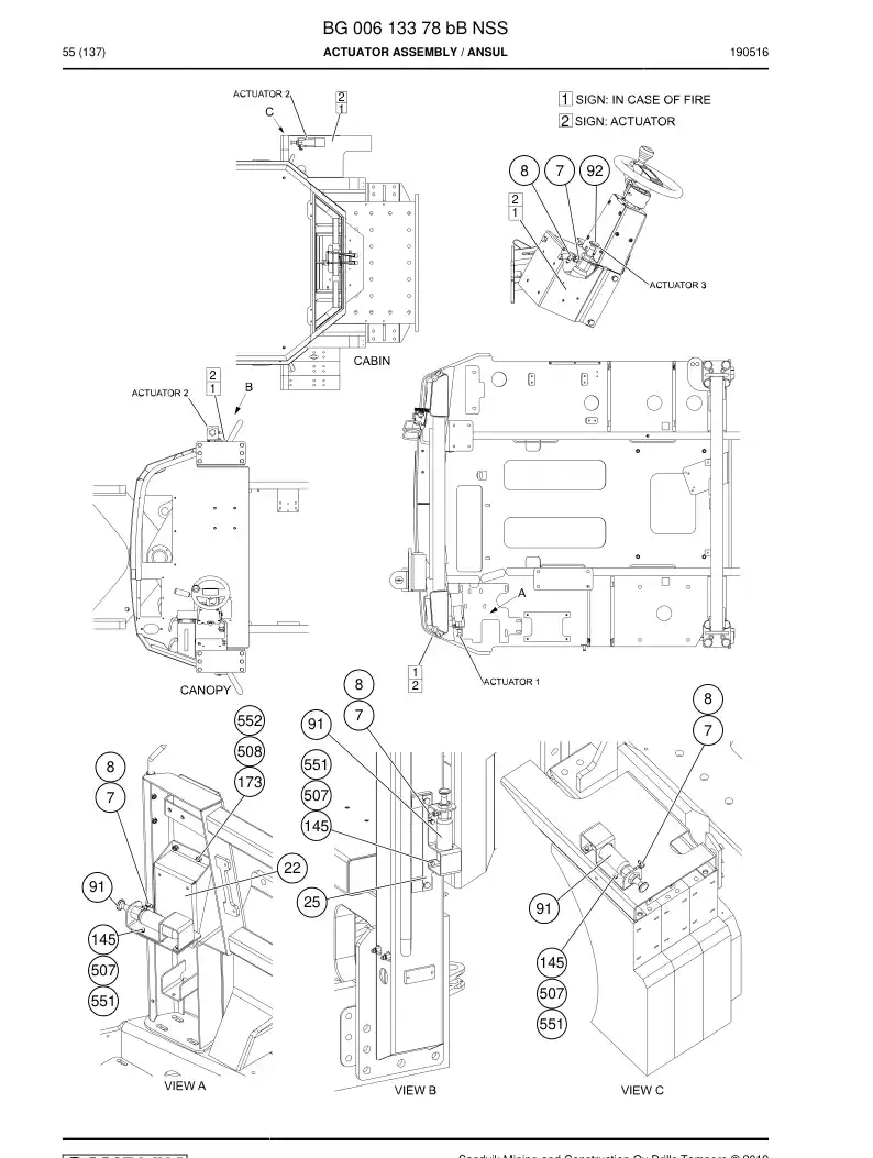 BG00613378b BG 006 133 78b Actuator assembly - Sandvik Technical Drawing