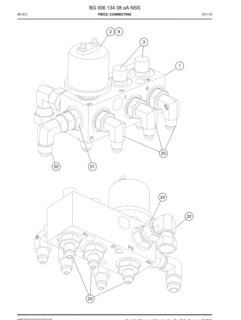 BG00613408a BG 006 134 08a Piece, Connecting - Sandvik Technical Drawing