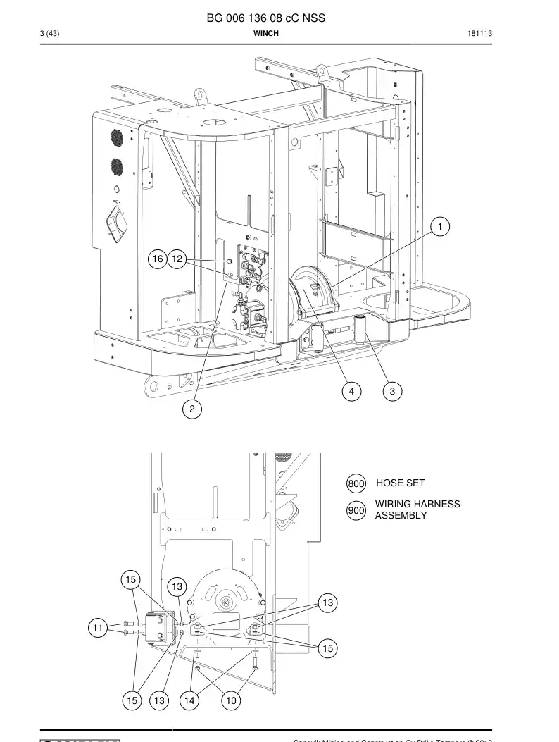 BG00613608c BG 006 136 08c Winch - Sandvik Technical Drawing