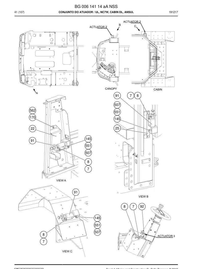 BG00614114a BG 006 141 14a ASSEMBLY DO ATUADOR - Sandvik Technical Drawing