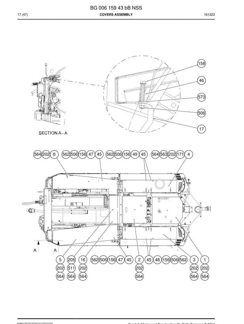 BG00615943b BG 006 159 43b Covers Assembly - Sandvik Technical Drawing