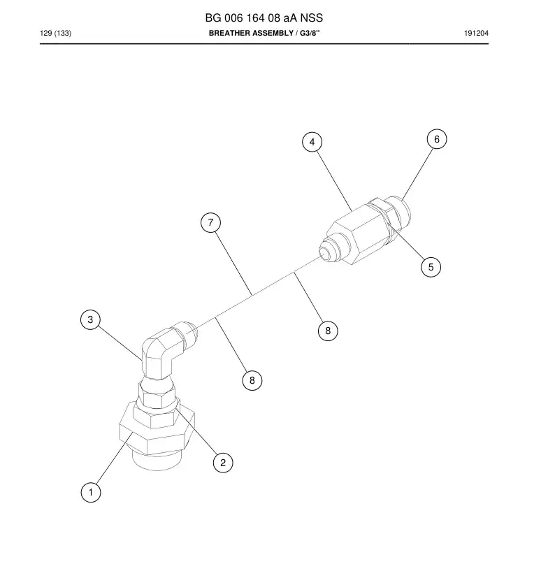 BG00616408a BG 006 164 08a Breather Assembly - Sandvik Technical Drawing