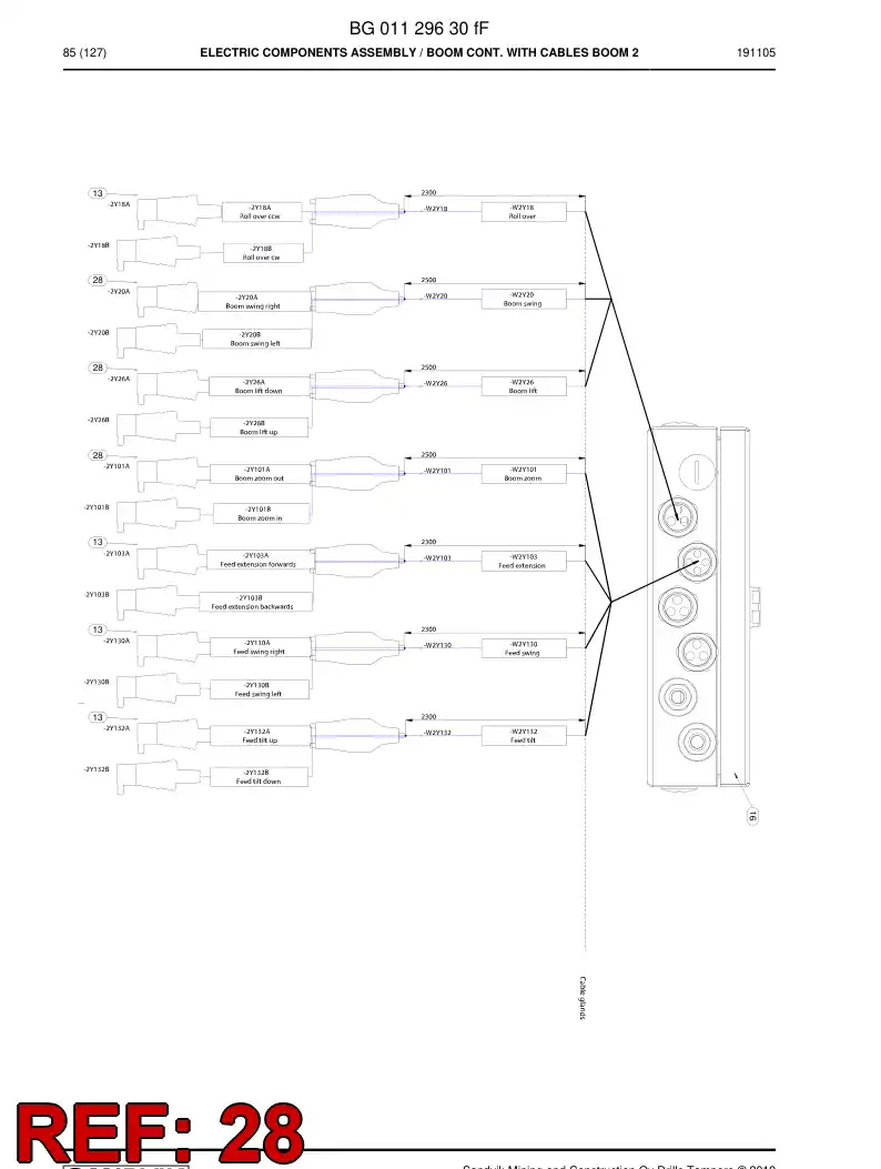 BG00616652b BG 006 166 52b Cable, Prewired Plug - Sandvik Technical Drawing