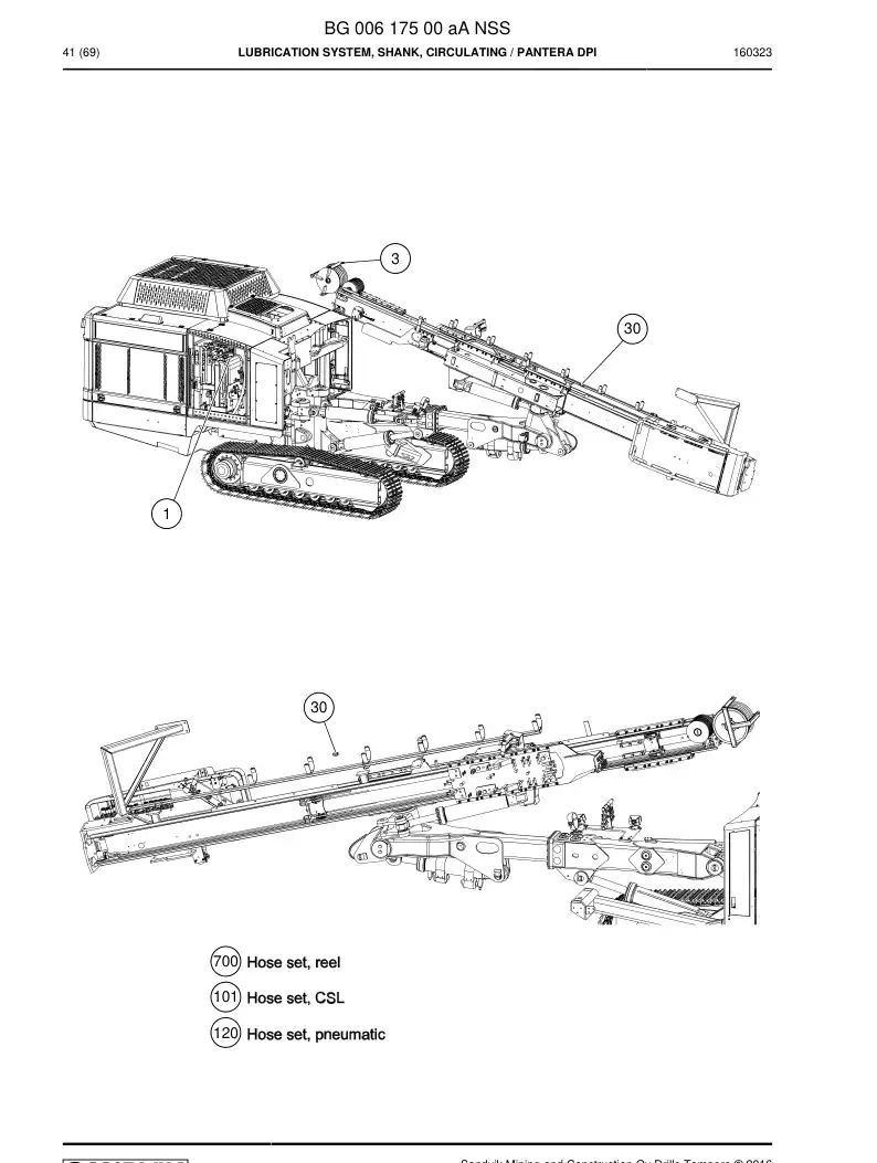 BG00617500a BG 006 175 00a Lubrication System, Shank, Circulating - Sandvik Technical Drawing