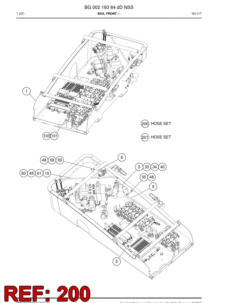 BG00618984a BG 006 189 84a Hose Set - Sandvik Technical Drawing