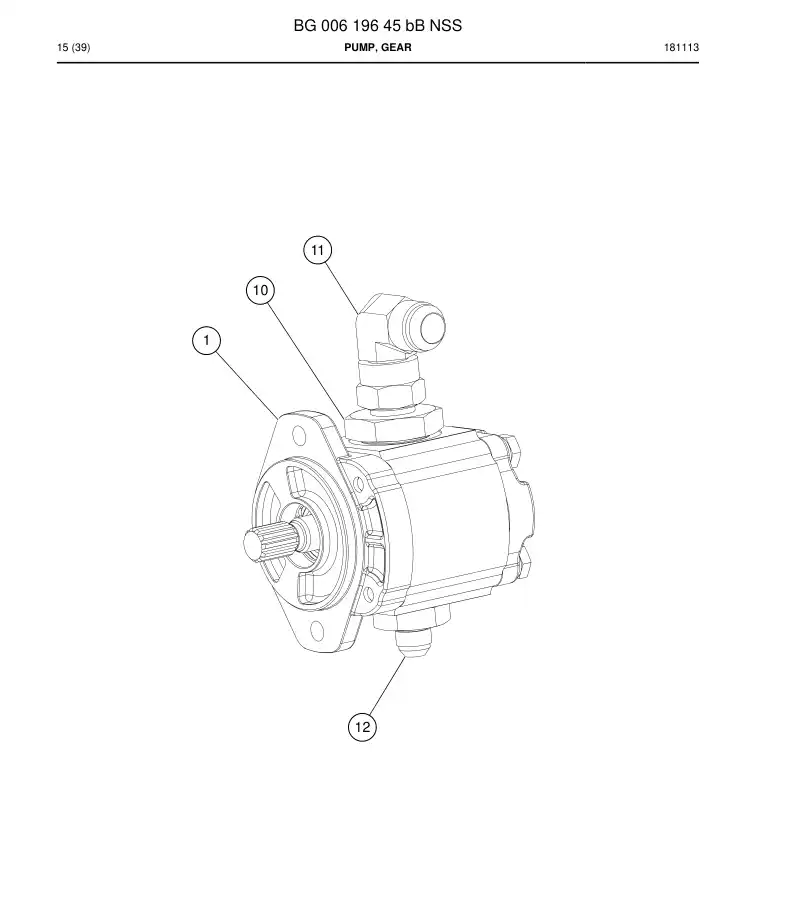 BG00619645b BG 006 196 45b Pump, Gear - Sandvik Technical Drawing