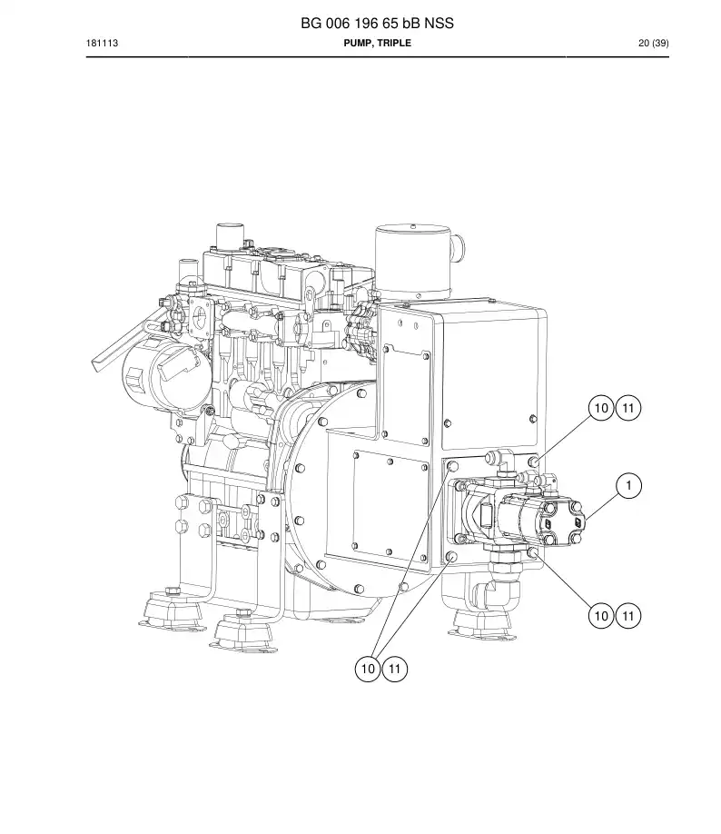 BG00619665b BG 006 196 65b Pump, Triple - Sandvik Technical Drawing