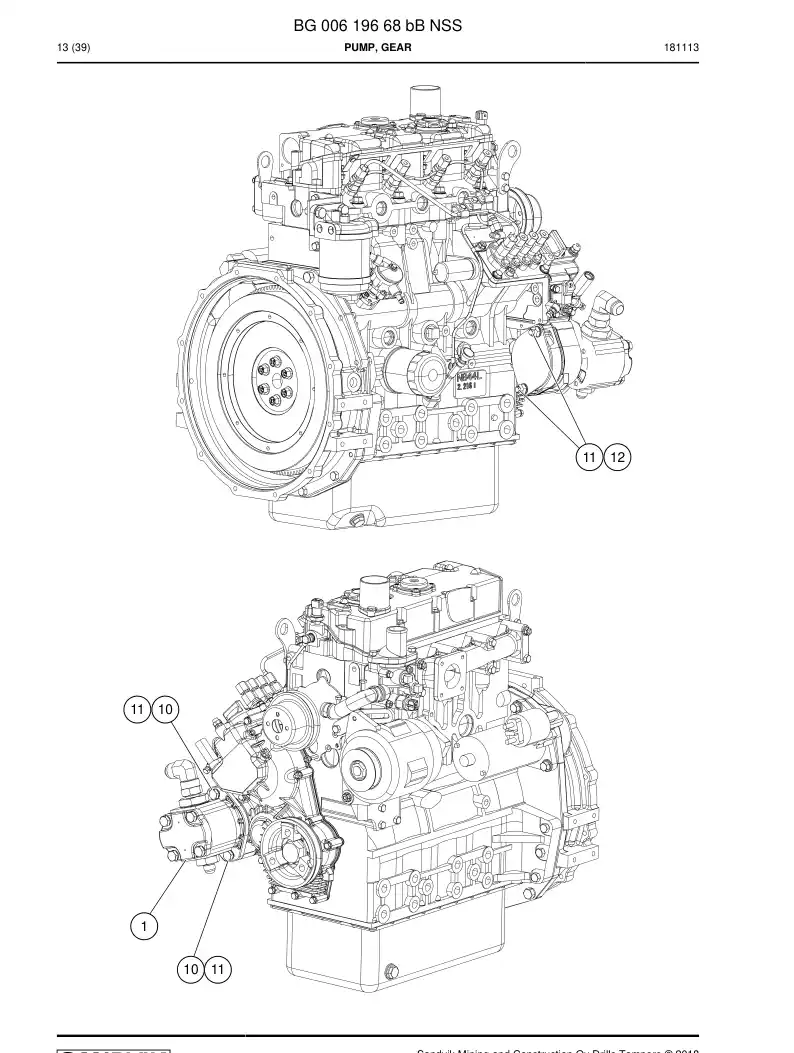BG00619668b BG 006 196 68b Pump, Gear - Sandvik Technical Drawing