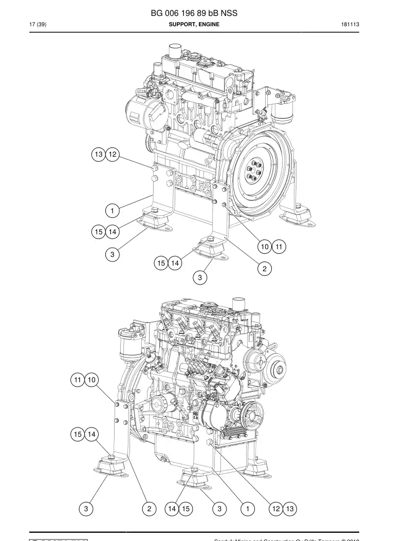 BG00619689b BG 006 196 89b Support, Engine - Sandvik Technical Drawing