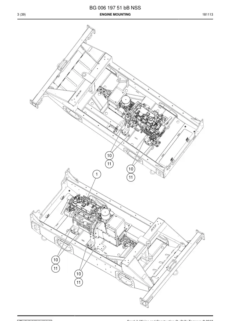 BG00619751b BG 006 197 51b Engine mounting - Sandvik Technical Drawing