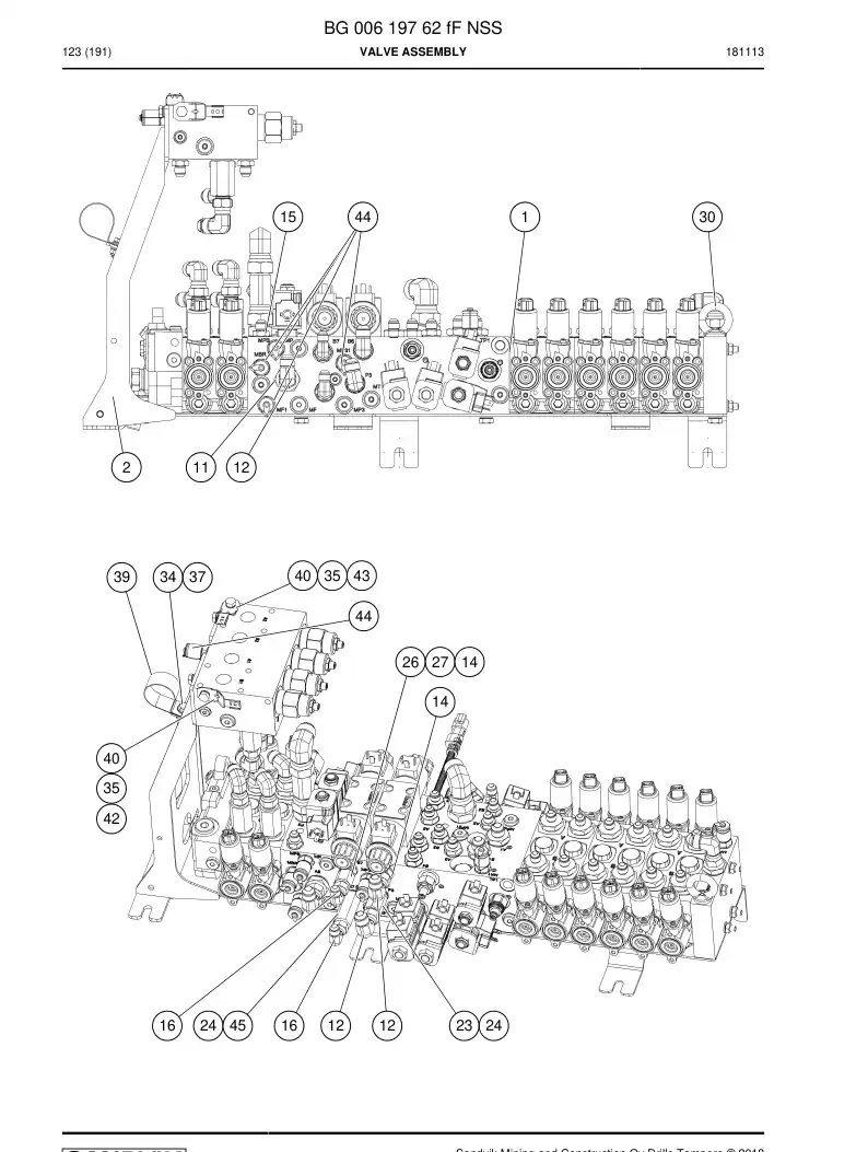 BG00619762f BG 006 197 62f Valve Assembly - Sandvik Technical Drawing