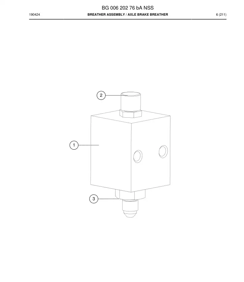 BG00620276a BG 006 202 76a Breather Assembly - Sandvik Technical Drawing
