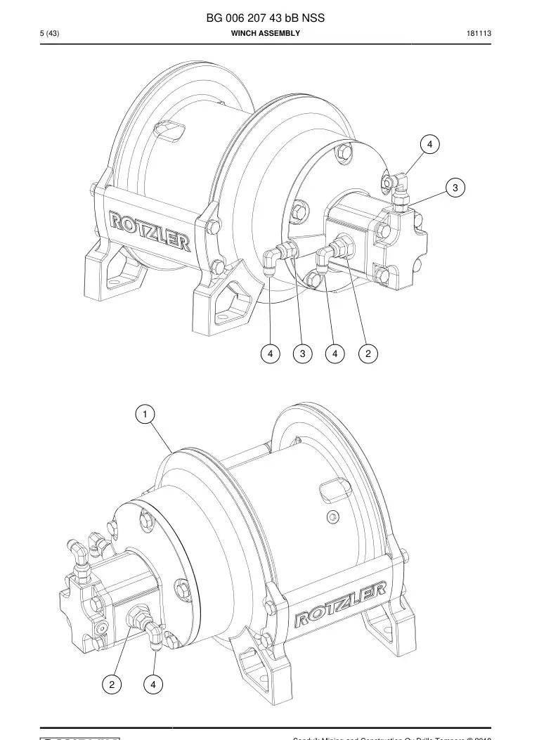 BG00620743b BG 006 207 43b Winch Assembly - Sandvik Technical Drawing