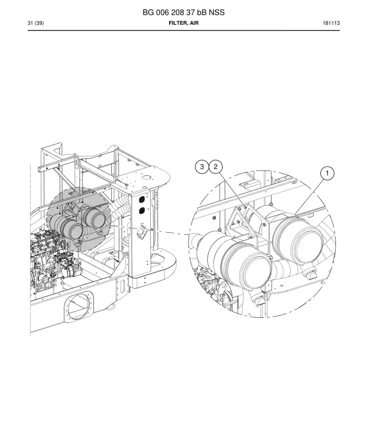 BG00620837b BG 006 208 37b Filter, Air - Sandvik Technical Drawing
