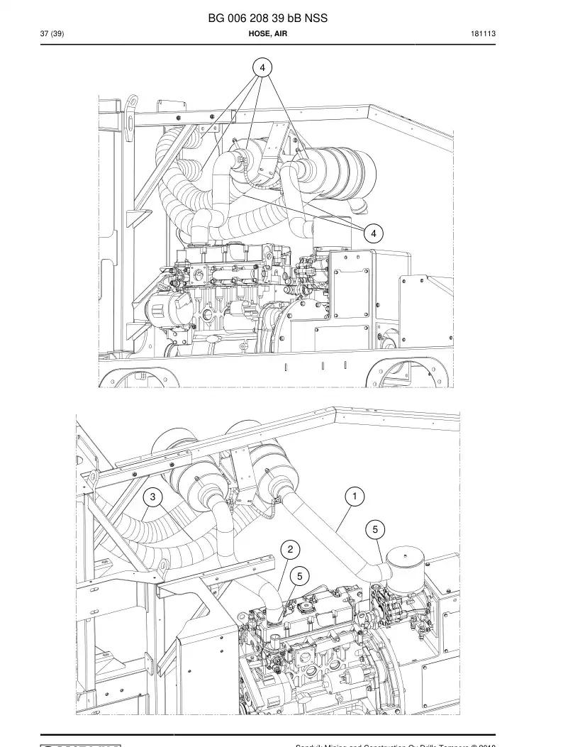 BG00620839b BG 006 208 39b Hose, Air - Sandvik Technical Drawing