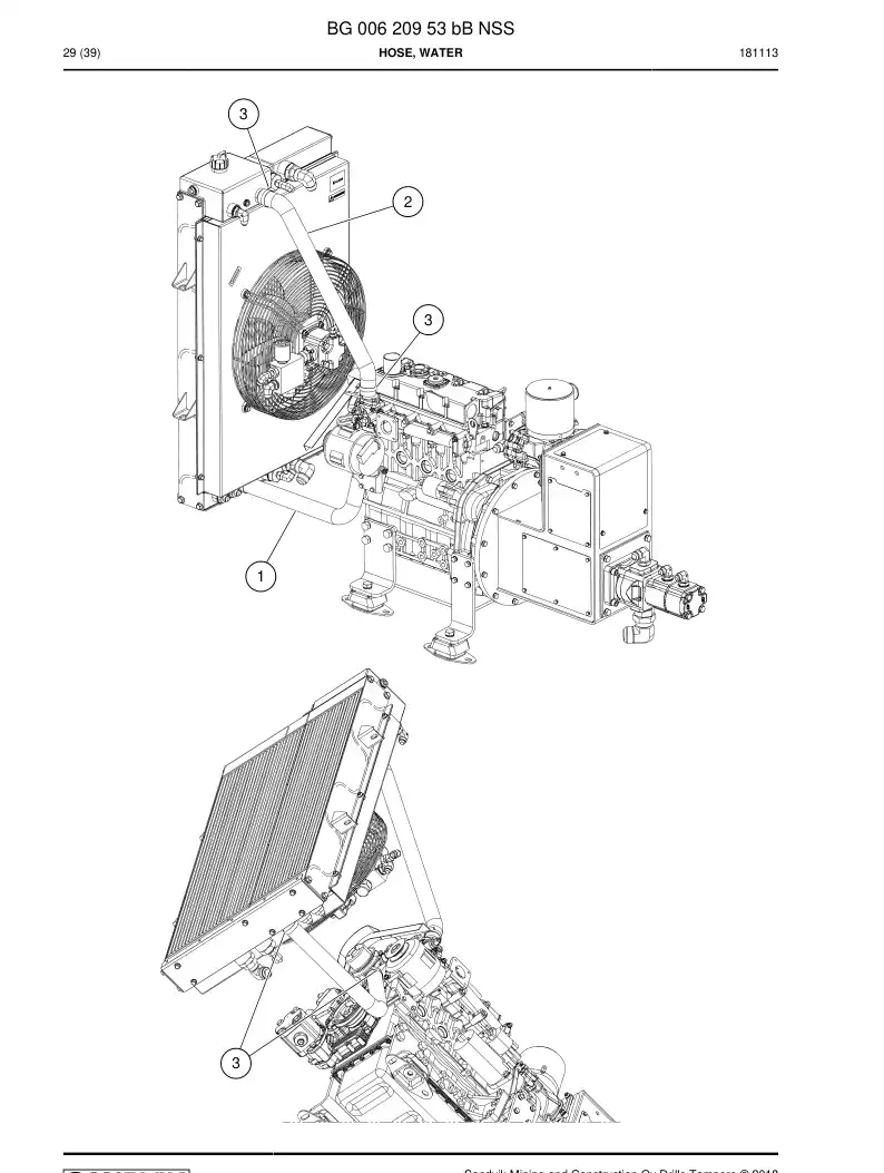 BG00620953b BG 006 209 53b Hose, Water - Sandvik Technical Drawing