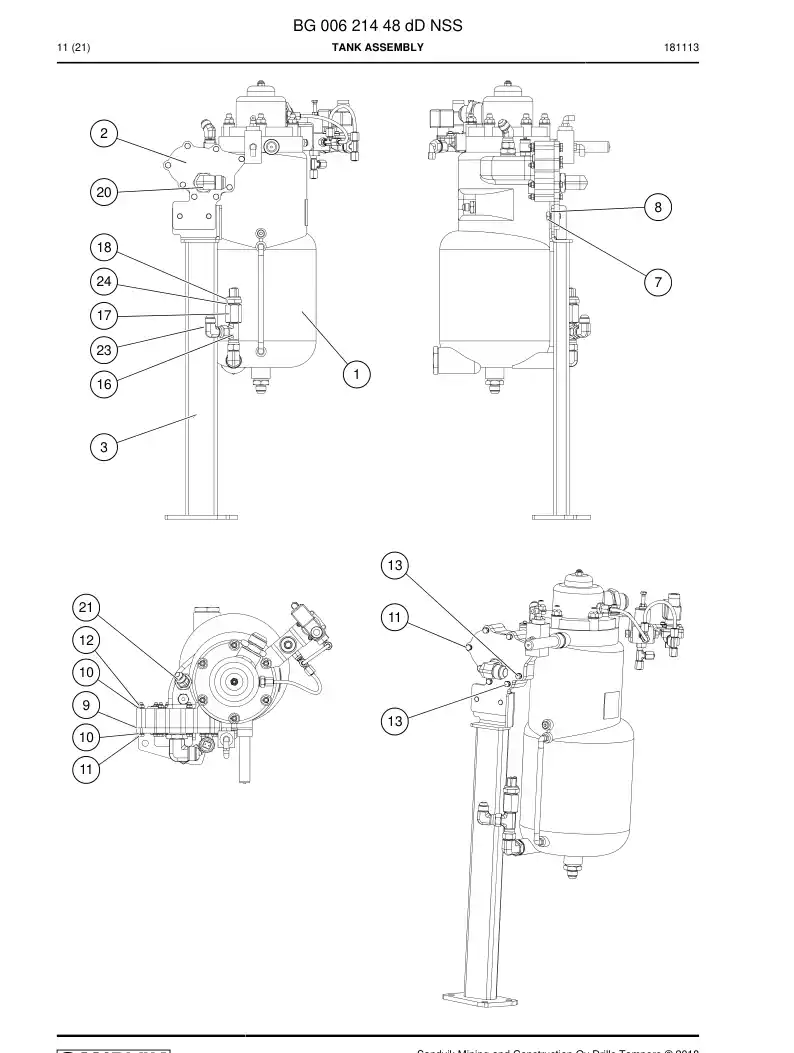 BG00621448d BG 006 214 48d Tank Assembly - Sandvik Technical Drawing