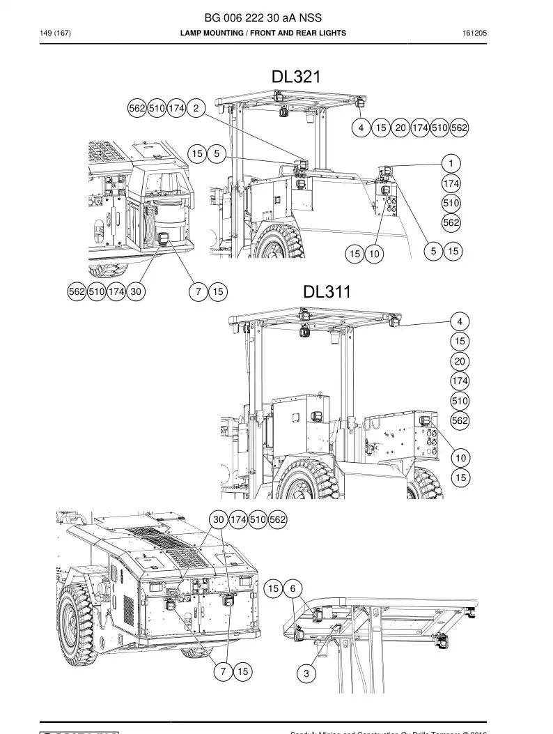 BG00622230a BG 006 222 30a Lamp mounting - Sandvik Technical Drawing