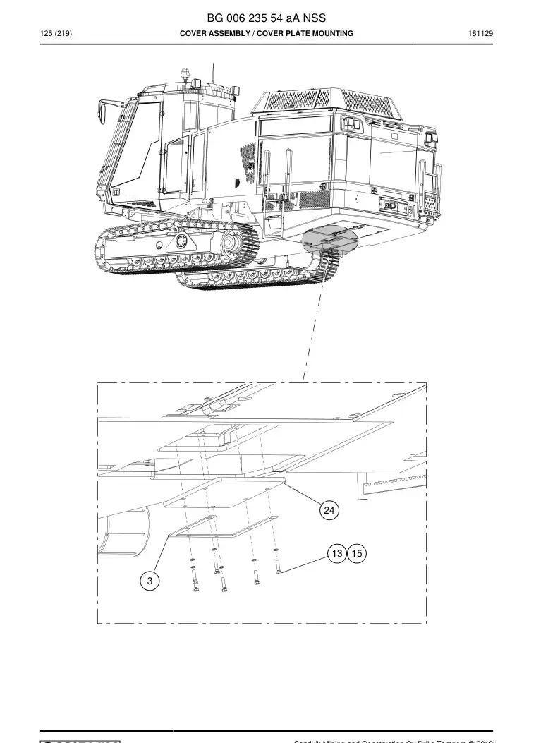 BG00623554a BG 006 235 54a Cover Assembly - Sandvik Technical Drawing