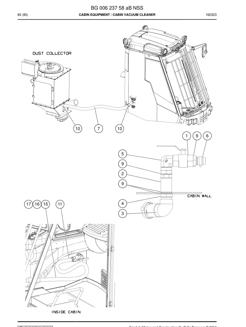 BG00623758b BG 006 237 58b Cabin Equipment - Sandvik Technical Drawing